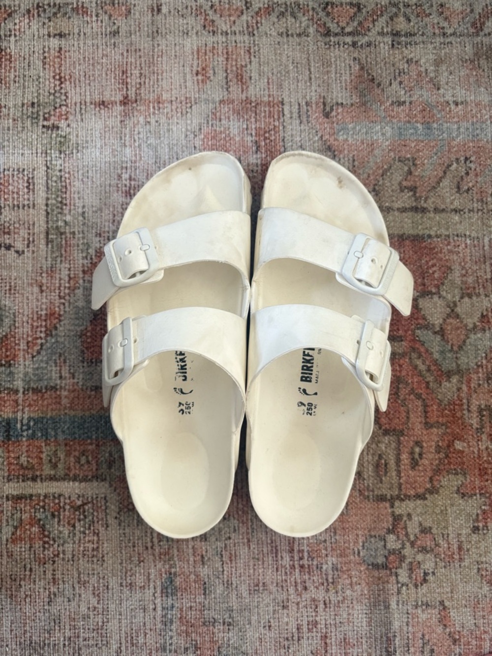 Birkenstock Kids White Double-Buckle EVA Sandals